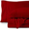 LaxLinen Emperor Size Sheets Egyptian Cotton Long Staple Emperor Sheets Set, Extra Soft Emperor Sheets for Soft Feel, 6 Pc Red Emperor King Sheet Sets, 16" Deep Pocket - 600 TC view 2
