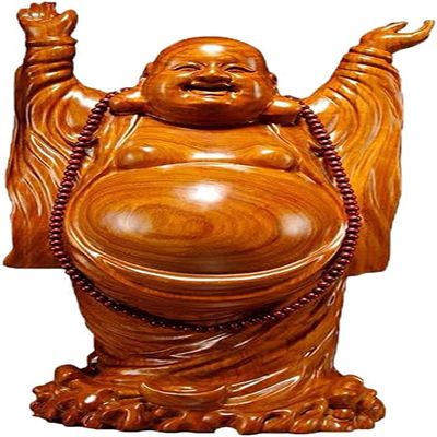 Hand-Carved Chinese Feng Shui Laughing Buddhas Statues Big Belly Maitreya Buddha Decor-Ation Cloth Bag Monk Maitreya Buddha Living Room Lucky Home Enshrinement Buddha Statue,Decor-Ation