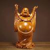 Hand-Carved Chinese Feng Shui Laughing Buddhas Statues Big Belly Maitreya Buddha Decor-Ation Cloth Bag Monk Maitreya Buddha Living Room Lucky Home Enshrinement Buddha Statue,Decor-Ation view 4