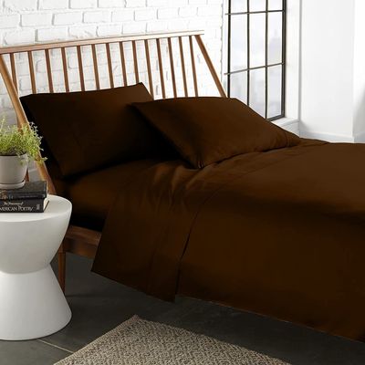 LaxLinen Emperor Size Sheets Egyptian Cotton Long Staple Emperor Sheets Set, Extra Soft Emperor Sheets for Soft Feel, 6 Pc Brown Emperor King Sheet Sets, 16" Deep Pocket - 600 TC