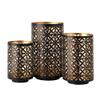 A&B Home Black and Gold Candle Holder Set - Set of 3 Cylindrical Hollow Candle Holder, Decorative Pillar Candle Holder, Bedroom Living Room Dining Table Accent Piece view 1