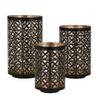 A&B Home Black and Gold Candle Holder Set - Set of 3 Cylindrical Hollow Candle Holder, Decorative Pillar Candle Holder, Bedroom Living Room Dining Table Accent Piece view 2