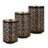 A&B Home Black and Gold Candle Holder Set - Set of 3 Cylindrical Hollow Candle Holder, Decorative Pillar Candle Holder, Bedroom Living Room Dining Table Accent Piece view 3