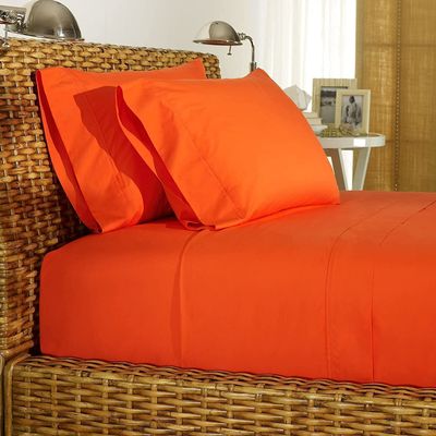 LaxLinen California King Size Sheets 100% Egyptian Cotton California King Sheets, Extra Soft Cal King Sheets for Soft Feel, 6 Pc Orange California King Sheet Sets, 16" Deep Pocket- 600 TC