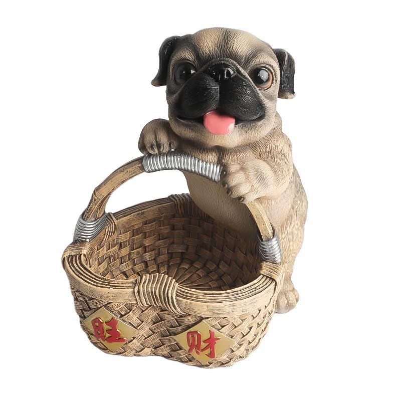 NA Creative Cute Dog Key Storage Box, Home Living Room Entrance Pug Statue Decoration (pug-A23*21 * 28cm)