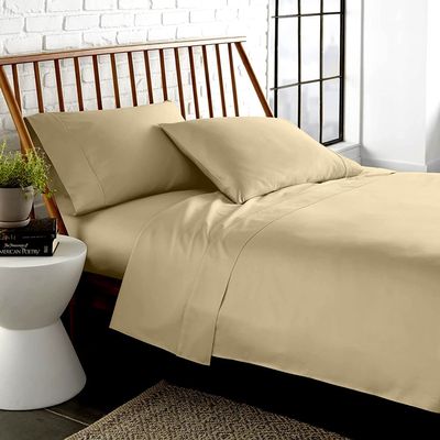 LaxLinen California King Size Sheets 100% Egyptian Cotton California King Sheets, Extra Soft Cal King Sheets for Soft Feel, 6 Pc Beige California King Sheet Sets, 16" Deep Pocket- 600 TC