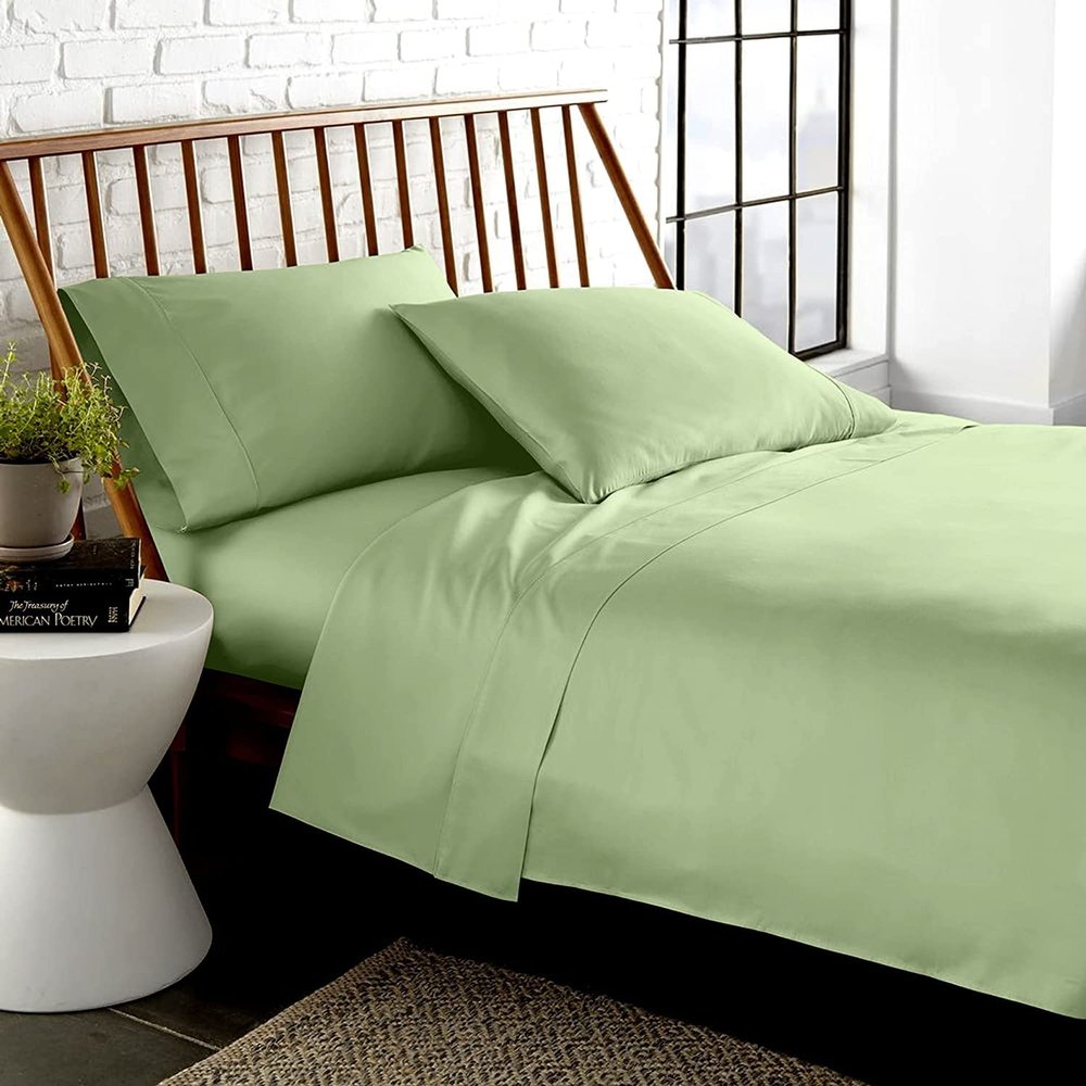 LaxLinen California King Size Sheets 100% Egyptian Cotton California King Sheets, Extra Soft Cal King Sheets for Soft Feel, 6 Pc Sage California King Sheet Sets, 16" Deep Pocket- 600 TC