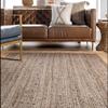 100% Jute Farmhouse Rugs for Living Area Rug Hand Braided Rectangle Natural Beige Border Rugs for Bedroom, Kitchen, Living Room Diamond Rug Carpet Runner (2.6x6 Square Feet, Dark Grey+Natural Border) view 2