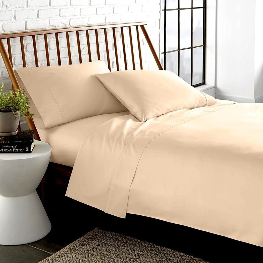 LaxLinen Peach Sheets King Size, 6 Piece King Sheets Sets, Sheets for King Size Bed, Soft Bed Sheets King Size, King Egyptian Cotton Bedding Set, 16" Deep Pocket King Size Sheets- 600 TC