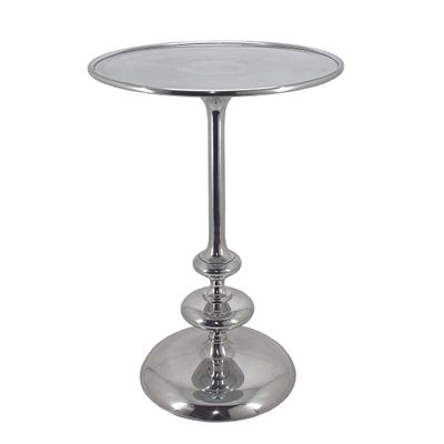 A&B Home Round Silver Side Table - Round Aluminum Side Table, Decorative Table, Bedroom Living Room Accent Table, 15" x 15" x 23"