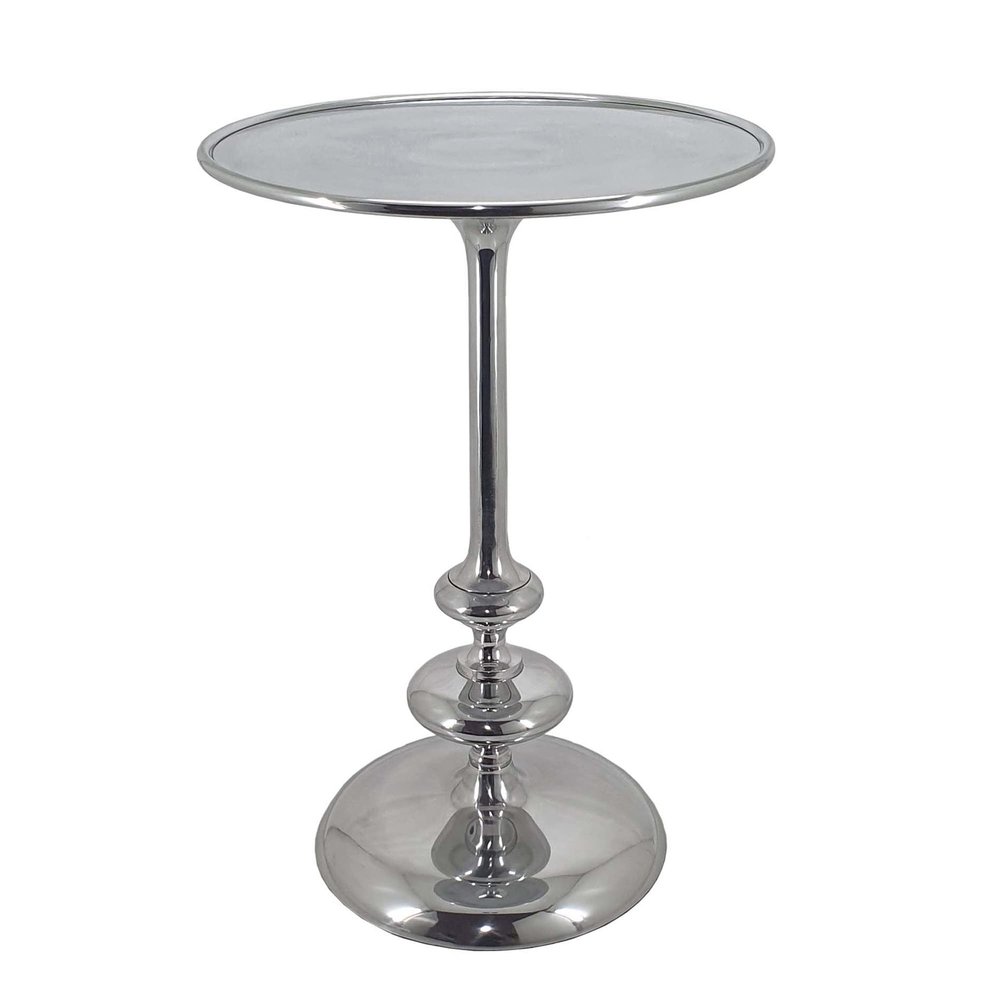 A&B Home Round Silver Side Table - Round Aluminum Side Table, Decorative Table, Bedroom Living Room Accent Table, 15" x 15" x 23"