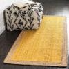 100% Jute Farmhouse Rugs for Living Area Rug Hand Braided Rectangle Natural Beige Border Rugs for Bedroom, Kitchen, Living Room Diamond Rug Carpet Runner (2.6x10 Square Feet, Yellow+Natural Border) view 1