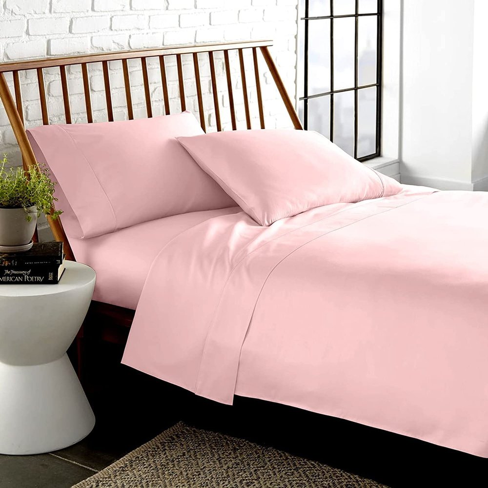LaxLinen California King Size Sheets 100% Egyptian Cotton California King Sheets, Extra Soft Cal King Sheets for Soft Feel, 6 Pc Pink California King Sheet Sets, 16" Deep Pocket- 600 TC