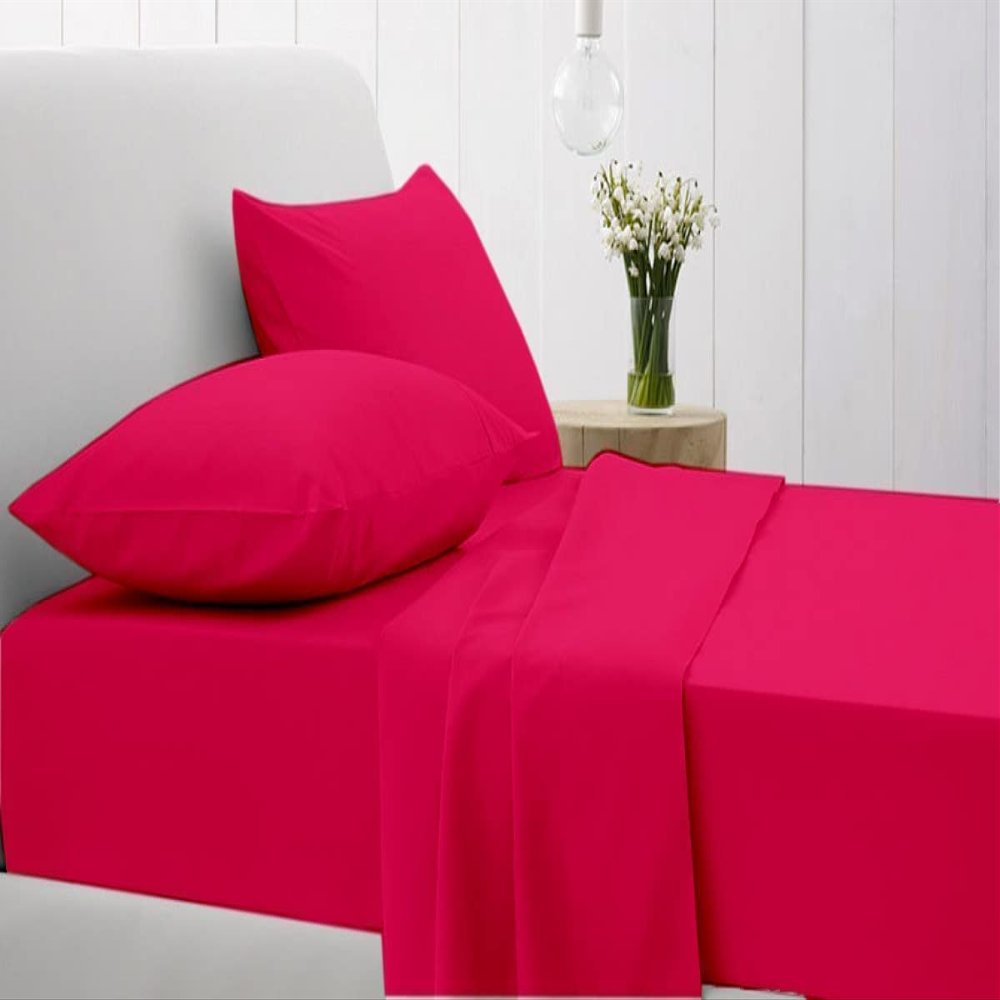 LaxLinen Emperor Size Sheets Egyptian Cotton Long Staple Emperor Sheets Set, Extra Soft Emperor Sheets for Soft Feel, 6 Pc Hot Pink Emperor King Sheet Sets, 16" Deep Pocket - 600 TC