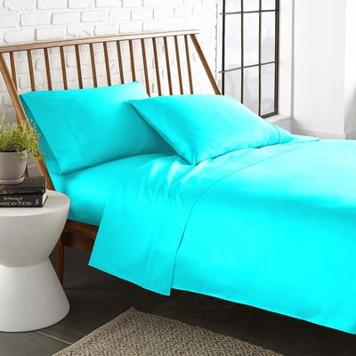 LaxLinen Emperor Size Sheets Egyptian Cotton Long Staple Emperor Sheets Set, Extra Soft Emperor Sheets for Soft Feel, 6 Pc Turquoise Emperor King Sheet Sets, 16" Deep Pocket - 600 TC