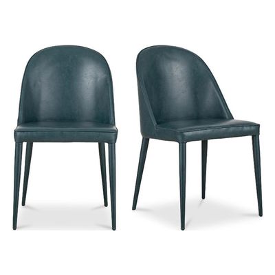 Moe's Home Collection Burton 18" Faux Leather Dining Chair in Blue (Set of 2)