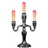 Antique-Style Skull Trio Flickering Halloween Candelabra - 13.75" - Amber Lights view 1