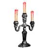Antique-Style Skull Trio Flickering Halloween Candelabra - 13.75" - Amber Lights view 4