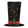 9.25" Lighted Black Tinsel Top Hat Christmas Tree Topper, Clear Lights view 1