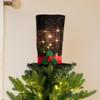 9.25" Lighted Black Tinsel Top Hat Christmas Tree Topper, Clear Lights view 2