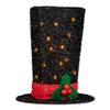 9.25" Lighted Black Tinsel Top Hat Christmas Tree Topper, Clear Lights view 4