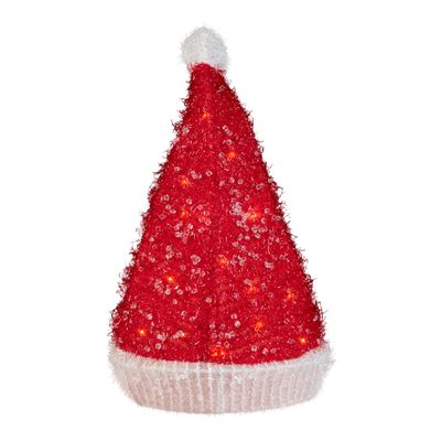 12.25" Lighted Santa Hat Christmas Tree Topper, Clear Lights