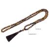 TAMHOPE Long Tiger Eye Beaded Black Onyx Tassel Necklace and Rosary Japa Mala Beaded Wrist Bracelet(8mm/0.32 inches) view 4