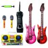 Fraiieon Inflatable Guitar Microphone Boombox Phone for Carnival 80s/90s Theme Party Decorations Hip Hop Photo Booth Props Kids & Adults Fake Inflatable Instruments view 1