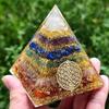 TAMHOPE Orgonite 7 Chakra Energy Pyramid Aura Quartz Divination,Yoga Meditation Resin Handcraft EMF Protection Home Ornaments(8CM,Extra Large) view 1