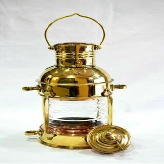 Lantern Marine Anchor 10" Decorative Oil Lamp Nautical Ship Lantern Brass Finish by Unique Nautical Store