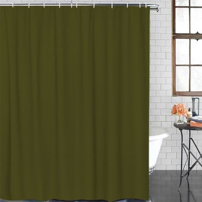 Shower Curtain 84 inches Long Solid Color Dark Green Polyester Fabric Shower Curtain with Hooks,Waterpoof Shower Curtains for Bathroom Showers and Bathtubs 72" Wx84 L