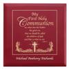 Let's Make Memories Personalized Communion Keepsake Box - Scripture - Sacrament - Religious Keepsake - First Communion - Natural Wood - Cherry Finish - Inspirational Verse - 6.75Lx6.75W view 1