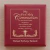 Let's Make Memories Personalized Communion Keepsake Box - Scripture - Sacrament - Religious Keepsake - First Communion - Natural Wood - Cherry Finish - Inspirational Verse - 6.75Lx6.75W view 3
