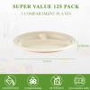 Vplus 100% Compostable Paper Plates, 125 Pack 9 Inch 3 Compartment Plates Disposable, Heavy Duty Biodegradable Plates Made of Sugar Cane Fibers, for Daily meals, Dinner, Parties, BBQ view 3