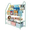 aboxoo Metal Kids Bookshelf Green Freestanding for Children Room 32 in Toy Organizer Book Unit Storage Large Green Stable Bookcase Bookstore Living Room Bed Room Library view 1