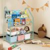 aboxoo Metal Kids Bookshelf Green Freestanding for Children Room 32 in Toy Organizer Book Unit Storage Large Green Stable Bookcase Bookstore Living Room Bed Room Library view 2