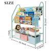 aboxoo Metal Kids Bookshelf Green Freestanding for Children Room 32 in Toy Organizer Book Unit Storage Large Green Stable Bookcase Bookstore Living Room Bed Room Library view 3