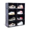 OMOPIN XL clear shoe storage boxes stackable, 8 Pack Large Shoe Boxes Clear Plastic Stackable, Drop side Sneaker Container Fit Size 13 (Black 8 Pack) view 1