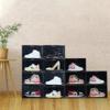 OMOPIN XL clear shoe storage boxes stackable, 8 Pack Large Shoe Boxes Clear Plastic Stackable, Drop side Sneaker Container Fit Size 13 (Black 8 Pack) view 2