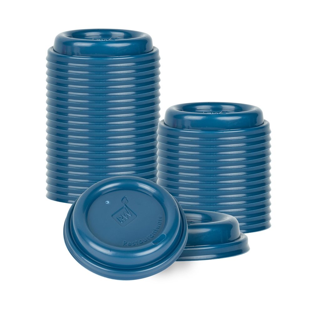 Restaurantware Coffee Cup Lids Only For 8, 12, 16 and 20 oz Cups 500 Pack Of Disposable Midnight Blue Hot Cup Lids Leakproof Plastic Drink Covers Elevated Spout Air Flow Vent For Espresso Beverages