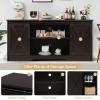 4 EVER WINNER Farmhouse Coffee Bar Cabinet, 59" Large Kitchen Storage Cabinet with Sliding Barn Doors, Buffet Cabinet with Storage Cupboard for Kitchen, Dining Room, Espresso view 4