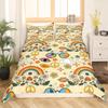 Castle Fairy Retro 70s Hippie Style Bedding Set Twin Size,Mushroom Duvet Cover for Kids Boys Bed Comforter Cover Set,Rainbow Floral Stars Moon Bedding Quilt Cover Set Decorative 2 Pieces view 3
