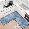 FFcarpet Runner Rug Non Slip 3'4"x5' Modern Blue Washable Runner Rugs Non Skid for Bedroom view 1