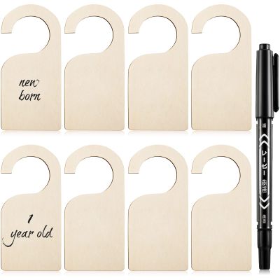 Patelai 25 Pieces 25 Pieces Blank Closet Divider, Wooden Clothing Rack Dividers, Blank Organizers Hanger Separators, Hanging Closet Divider with Marker Pen for Home Nursery Clothes