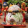8.2inch Ceramic Lucky Cat Maneki Neko Fortune Cat Feng Shui Crafts Money Box Home Decor view 3