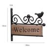 ANWUYANG American Country Wrought Iron Solid Wood Bird Welcome Card Welcome House Number, Nail-Free Listing Wall Decoration Wall Hanging view 2