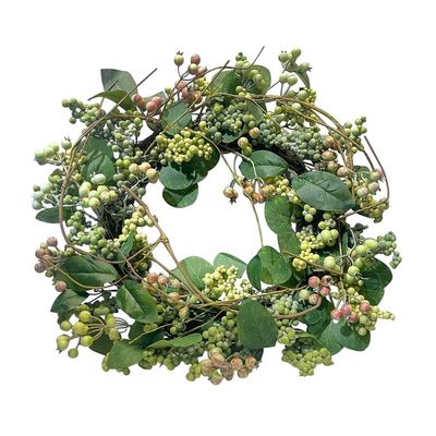24'' Spring Botanical Artificial Mixed Berry Wreath Silk Floral for Front Door, Porch, Farmhouse, Patio, Festival Celebration, Window, Party, Home Dcor