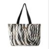 Maison d' Hermine Shopping Bags Cotton Quilted Tote Bag with Zipper Pockets & Small Pouch Reusable Shoulder Grocery Bag for Gifts Beach Travel Perfect for Easter Gifts Men Women (Zebra) view 1