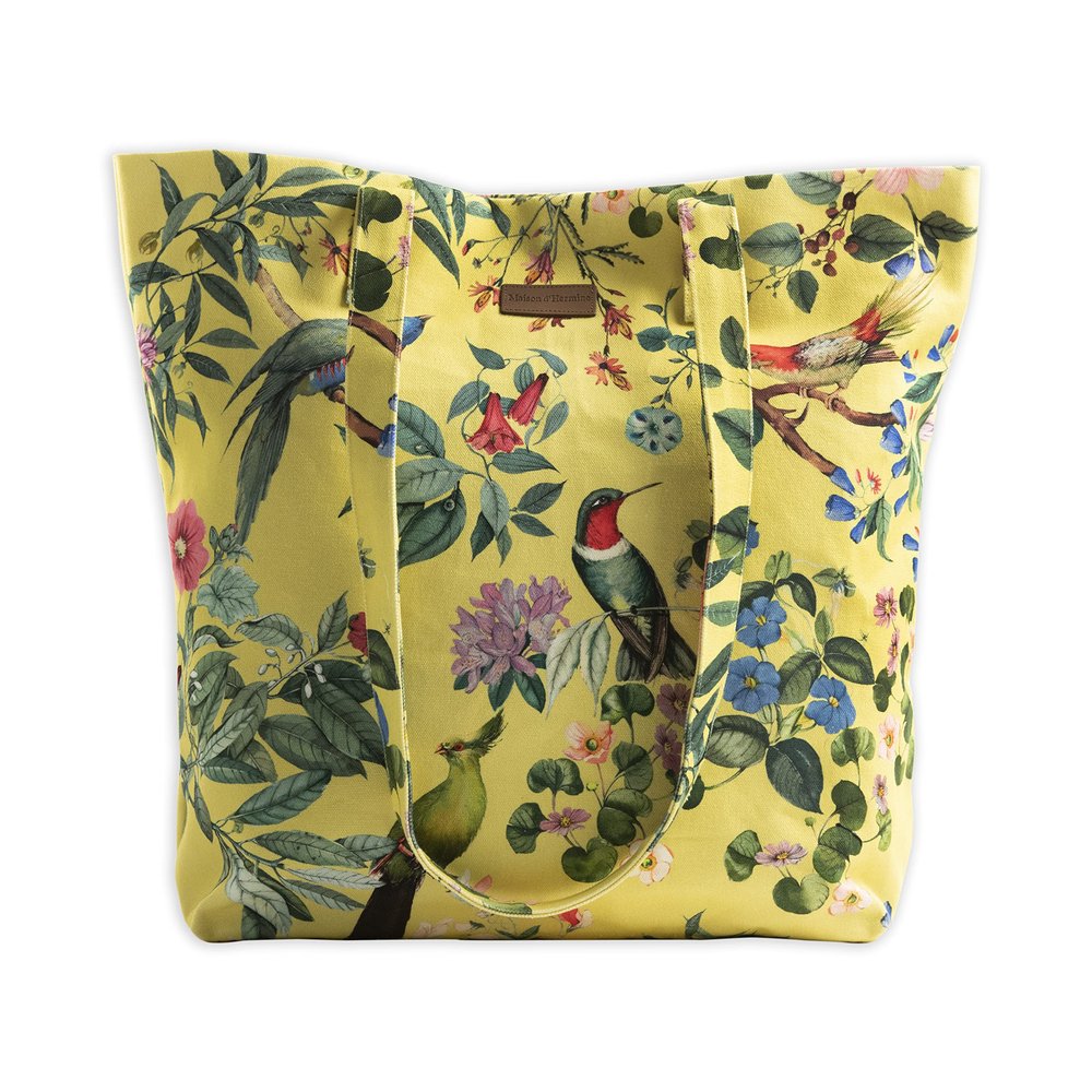Maison d' Hermine Tote Bag 100% Cotton Canvas Reusable Shoulder Grocery Bag for Work Beach Travel Shopping Lunch Perfect for Mothers Day Gifts Men Women - Eden - Yellow
