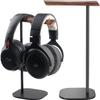 Pkfinrd Headphone Stand, Walnut Wood Headset Stand, Support Dual Headphones Suspension & Aluminum Alloy Support Rod Hanger, Dual Headphones Stand,Headset Holder view 1